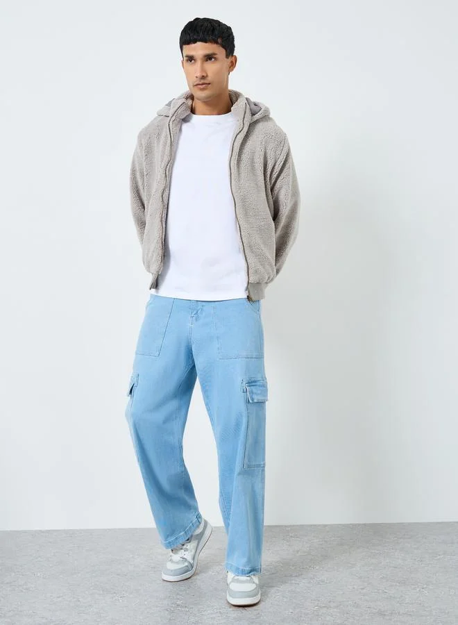 ستايلي جاكيت شيربا بقصة واسعة وياقة هودي